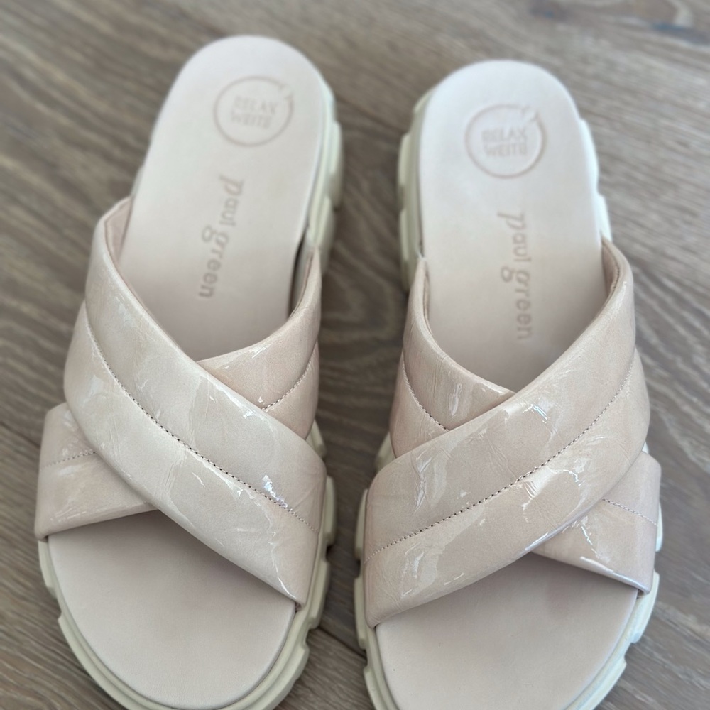 Paul Green patent leather sandals, size 8